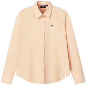 
FILA official woven long-sleeved shirt for women spring new fashion casual vertical striped basic versatile top