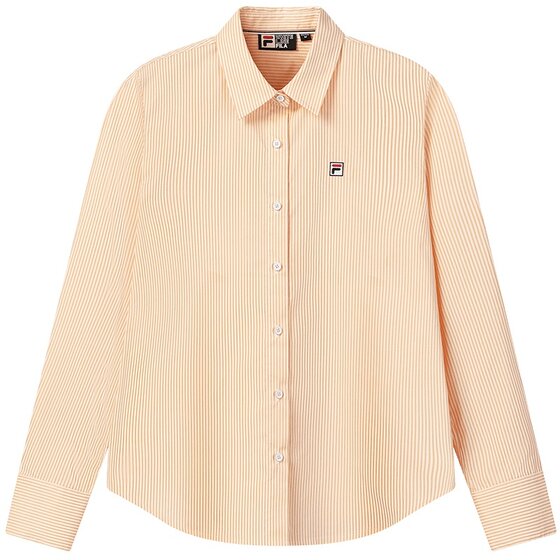 
FILA official woven long-sleeved shirt for women spring new fashion casual vertical striped basic versatile top