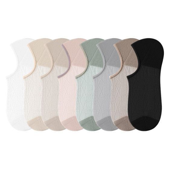 Sock ladies Ship socks do not fall off with the summer thin net eye breathable light mouth stealth socks silicon glue non -slip summer socks
