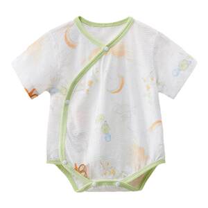 
October crystallized baby bag, summer baby one-piece half-back hoodie, spring and summer newborn short-sleeved pure cotton type a