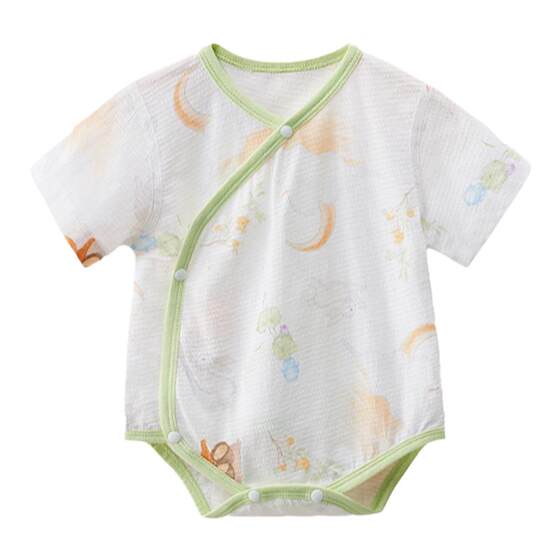 
October crystallized baby bag, summer baby one-piece half-back hoodie, spring and summer newborn short-sleeved pure cotton type a