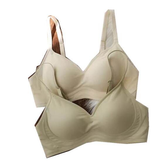 Japanese traceless and steel ringless underwear for women gathering large breasts to show small breasts 3D soft support sleep bra thin summer