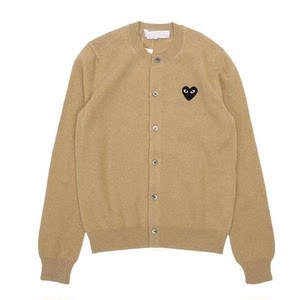 
100% pure wool love embroidered cardigan cashmere red heart men's and women's parent-child knitted sweater PLAY spring and autumn sweater red