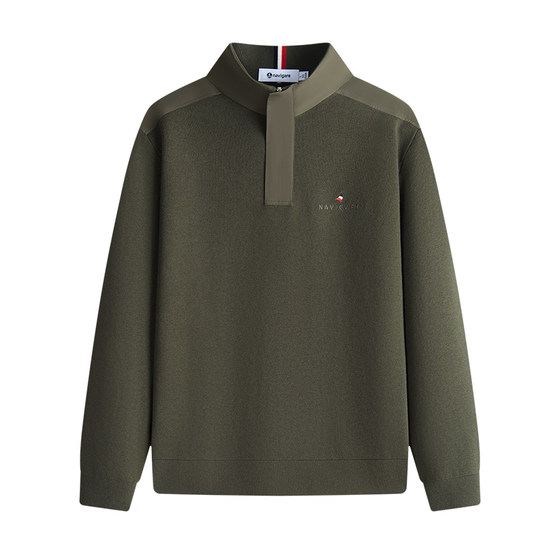 
Navigare Italian small sailing old money style wool sweater men's autumn new high elastic pullover sweater