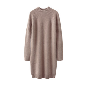 
Extraordinary clothing! Half turtleneck wool dress for women, autumn and winter long-sleeved straight skirt, high waist warm base sweater dress