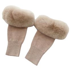 Rex Rabbit Fur Knitted Gloves Korean Cute Fingerless Fur Muff Winter Fur Mittens For Women
