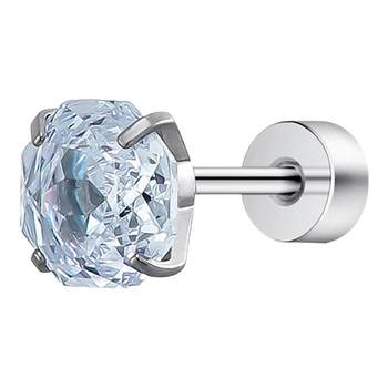 Broken ice blue rose titanium alloy earrings for women