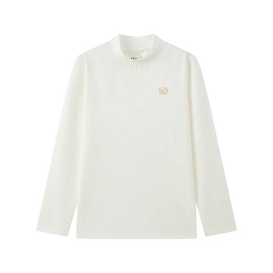 
eland kids children's clothing boys' T-shirts spring and autumn girls' college style embroidered half turtleneck long-sleeved bottoming shirt