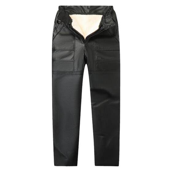 Winter men's leather leather pants in the old age, windproof, waterproof, thickened warm leather coat, rider cold cotton pants