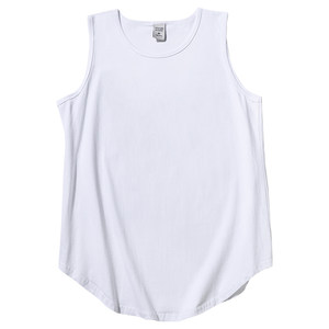 
240g heavy pure cotton mid-length vest for men and women fitness sports I-line sweatshirt loose solid color sleeveless T-shirt trendy
