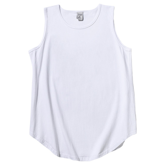 
240g heavy pure cotton mid-length vest for men and women fitness sports I-line sweatshirt loose solid color sleeveless T-shirt trendy