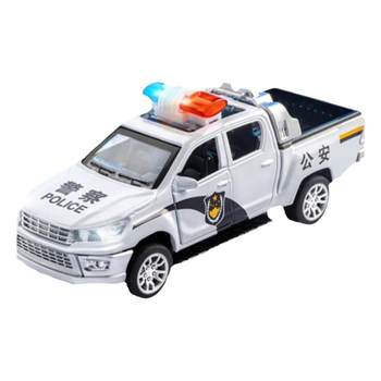 Alloy police car toy boy model sound and light double doors