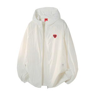 
Charles Heart American style punched breathable hooded sun protection jacket jacket for men and women summer thin loose top