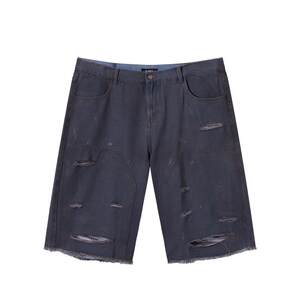 
NMAX large-size trendy men's clothing 25-year summer new hip-hop jeans irregular ripped loose straight cropped pants