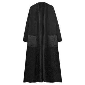 
Luyushanyu 2025 winter new black coat texture down large pocket mid-length plush jacket