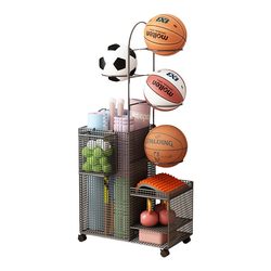 Basketball storage rack for home indoor sports and fitness equipment