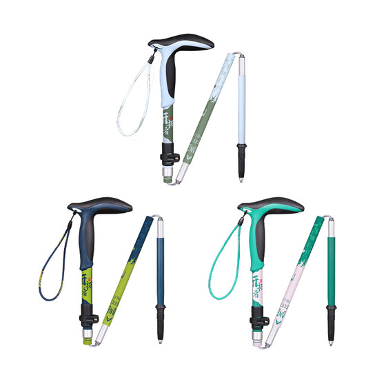 2025 new Trailblazer curved handle foldable retractable cane, crutch, anti-slip for the elderly, outdoor travel hiking pole