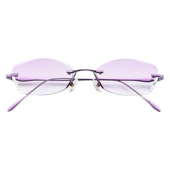 Frameless myopia glasses shelf female ultra -light color transformation anti -blue light
