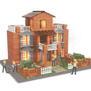 
Bricklayer building house and wall toy real brick head Children's construction handmade diy hut mini mud