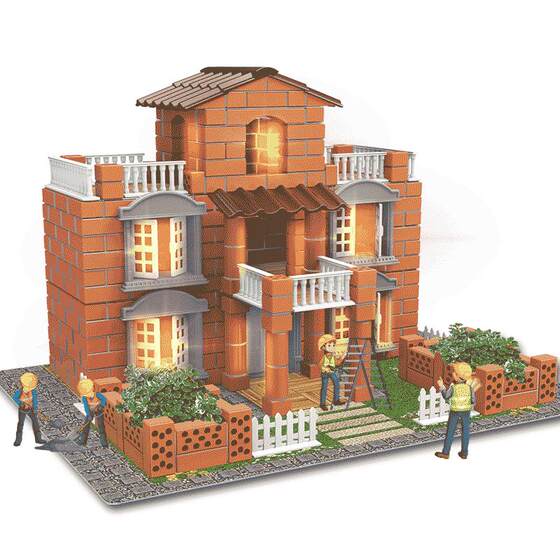 
Bricklayer building house and wall toy real brick head Children's construction handmade diy hut mini mud