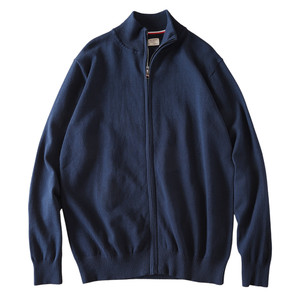 
Autumn and winter new style zipper cardigan stand-up collar sweater sweater top casual versatile loose solid color bottoming shirt for men