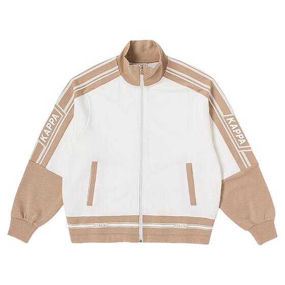 Kappa Kappa retro sports knitted cardigan 2026 new women's stand-up collar sweatshirt contrasting color casual jacket