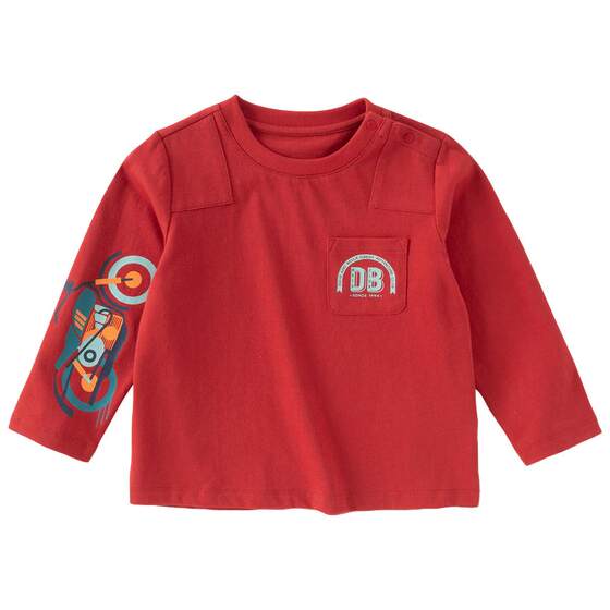 
David Bella children's long-sleeved T-shirt boys New Year's cotton bottoming shirt 2026 spring new baby red top