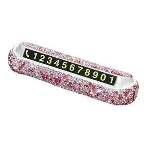Temporary car parking sign, phone number sign, women's creative mobile card, mobile phone sign, car decoration, inlaid with diamonds