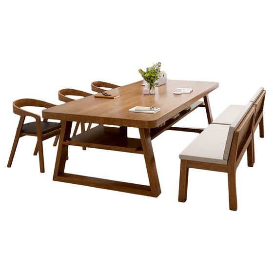 
Simple modern solid wood de-living room office desk conference table long table negotiation home reading and writing dining table and chairs