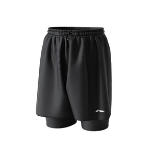 Li Ning swimming trunks men's awkward beach pants teenager double-layer quick-drying five-point shorts swimming cap swimming goggles set