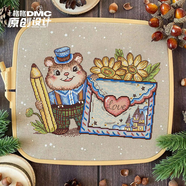 Ten grid cross stitch dmc embroidery thread kit 2024 new original welfare kit squirrel gentleman's love letter
