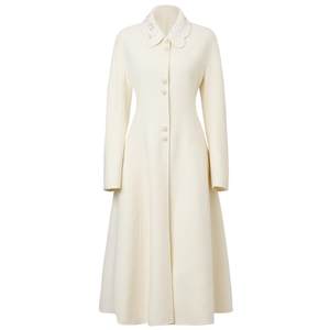 MAXRIENY minimalist Hepburn style wool coat women's French retro mid-length umbrella hem coat