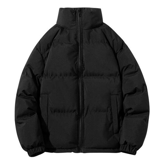 Winter thickened cotton clothing male couple tide brand ins stand-up collar bread clothing solid color American style loose cotton jacket men and women coat