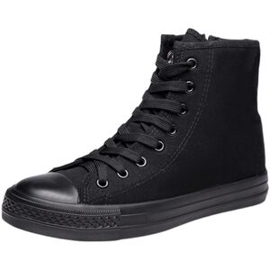 Far -step all -black canvas shoes women's side zipper tall shoe Ulzzang flat -bottom work shoes versatile casual shoes tide