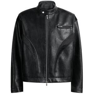 CHINISM丨Black leather jacket men's new high-end leather jacket men's motorcycle lapel PU leather jacket