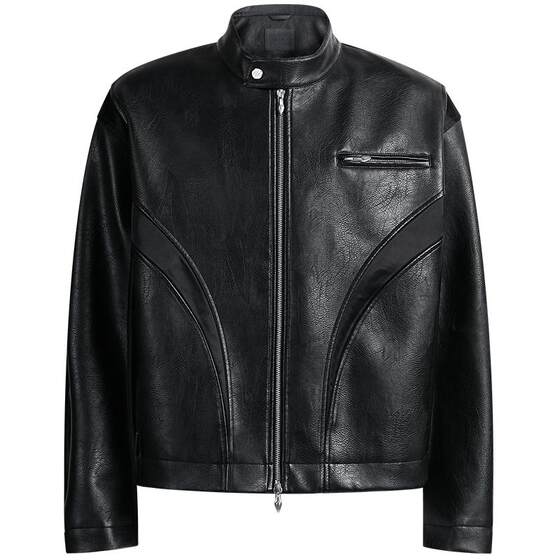 CHINISM丨Black leather jacket men's new high-end leather jacket men's motorcycle lapel PU leather jacket
