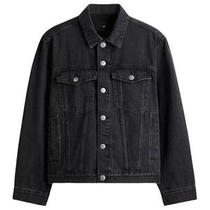 HM men's denim jacket lapel loose couple American single-breasted jacket 1295737