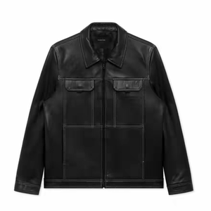 
[Same style in shopping mall] G Men's Sheep Leather Jacket Men's Workwear Lapel Topstitched Leather Jacket 2006H