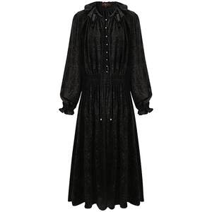 
COCOBELLA retro embossed hot stamping velvet dress with lotus leaf waist and long skirt FR3239-2