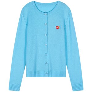 
Luoluoshi blue cardigan sweater for women in autumn and winter 2025 new design wool top for small person wearing outside