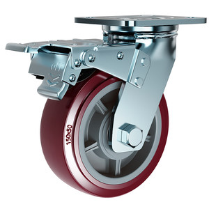 
6-inch universal wheel heavy duty polyurethane silent 4/8/5-inch flatbed cart wheel caster with brake wheel