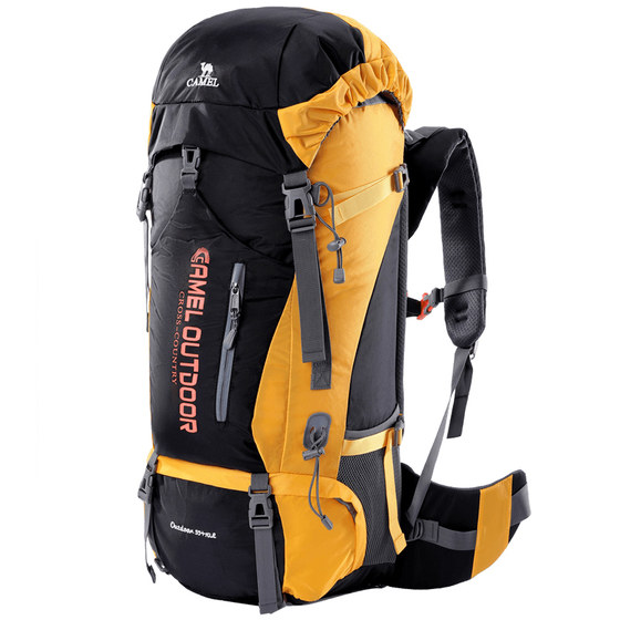Camel outdoor professional climbing bag multi -functional large -capacity backpack men's and women's hiking camping bag waterproof backpack