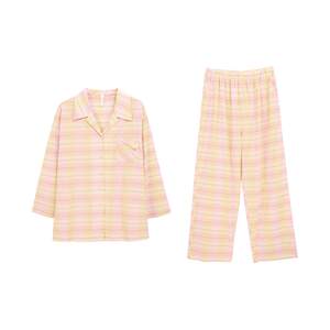 安之伴【梭织棉布】睡衣女春秋季2026新款纯棉格子家居服甜美可爱