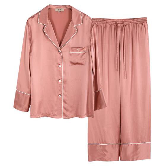 Jinsanta Silk Pajamas Women's 100% Mulberry Silk Couple's Silk Home Clothes Loose Suit Can Be Weared Out as a Gift
