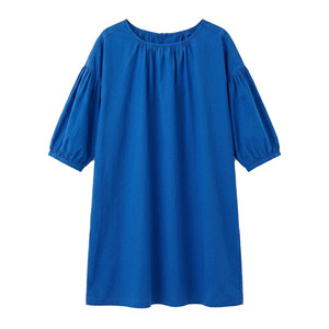 
Huaji C202 Royal Blue Front and Back Two-Wear Japanese Pure Cotton Loose Shirt Dress 2026 New Summer Shirt Dress