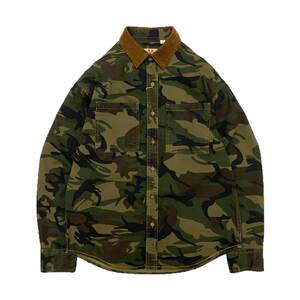 
American retro camouflage shirt men's corduroy spliced ​​lapel full cotton loose couple versatile outdoor casual jacket