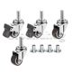 4Pcs Swivel Stem Threaded Casters, 1 Inch TPE Mute Caster Wh