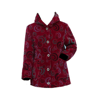 Grandma's winter cotton coat plus velvet thickened medium length hood
