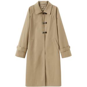 
Peacebird temperament khaki windbreaker mid-length lapel silhouette design jacket
