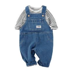 Kmi Men's And Women's Treasure Autumn Denim Overalls 2023 Spring Children's Trousers Korean Version Of Loose Jeans Tide For Infants And Young Children